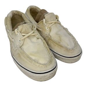 Vans Off The Wall Canvas Classic White Boat Skateboard Shoes Men's Size 8/ W-9.5